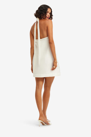 Exclusive LEO LIN Lola Applique Halterneck Mini Dress - Snow