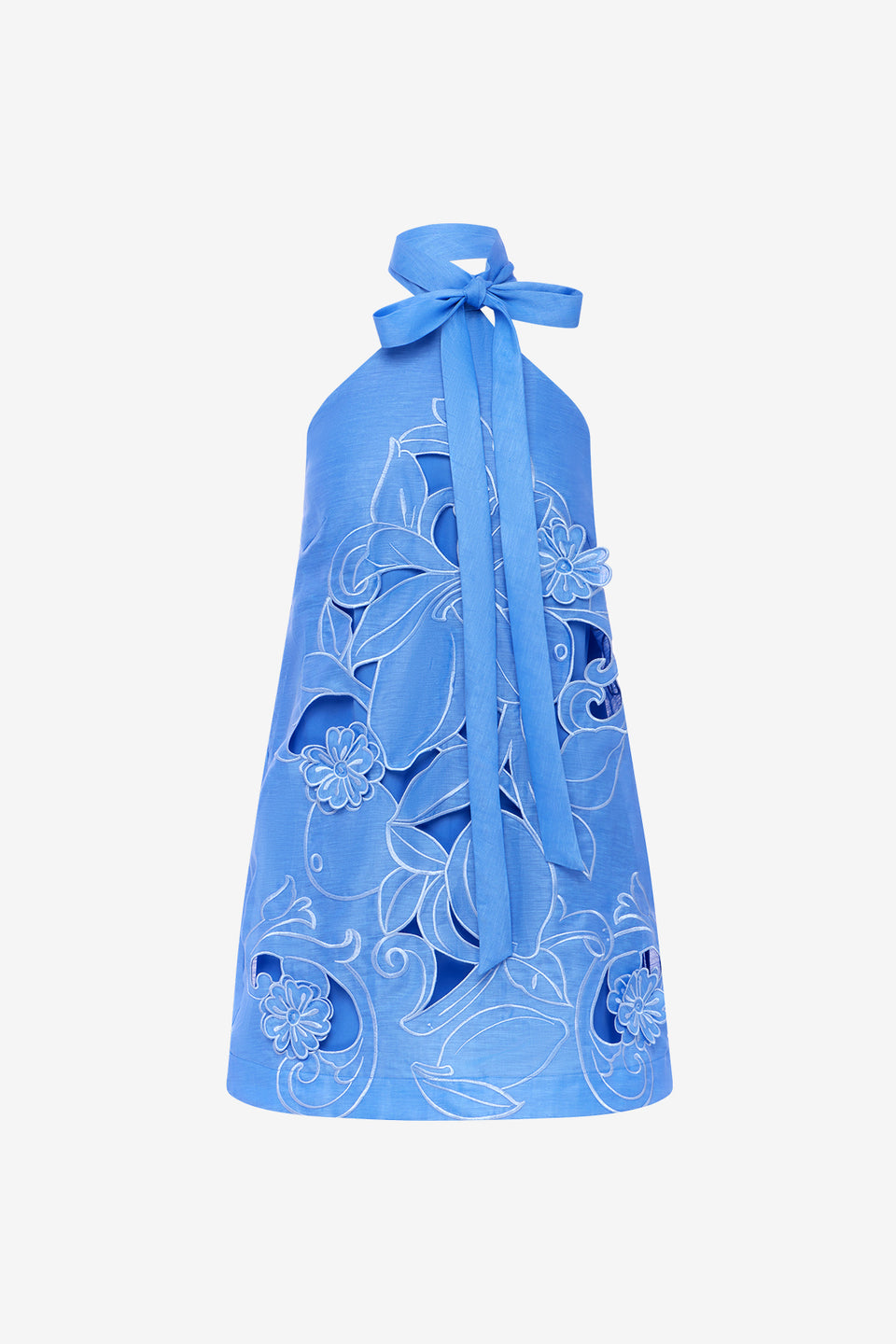 Exclusive LEO LIN Lola Applique Halterneck Mini Dress - Azure