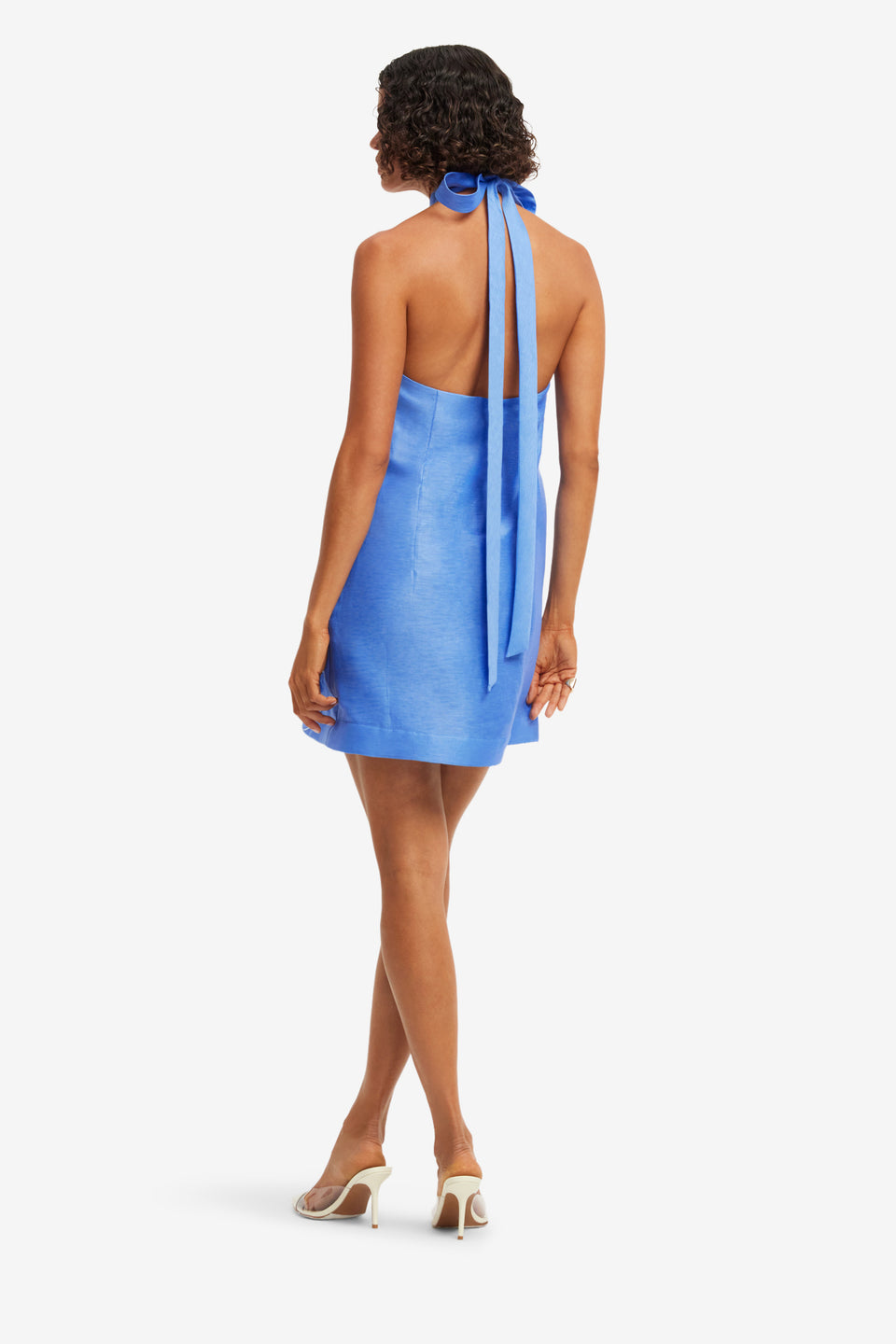 Exclusive LEO LIN Lola Applique Halterneck Mini Dress - Azure