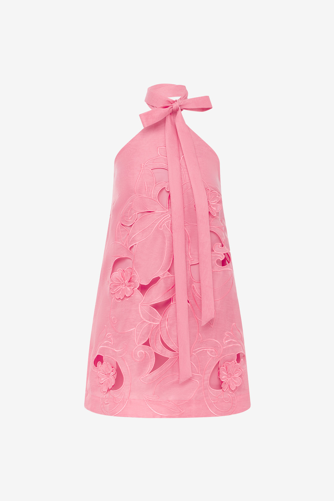 Lola Appliqué Halterneck Mini Dress - Fuchsia Dress Mini