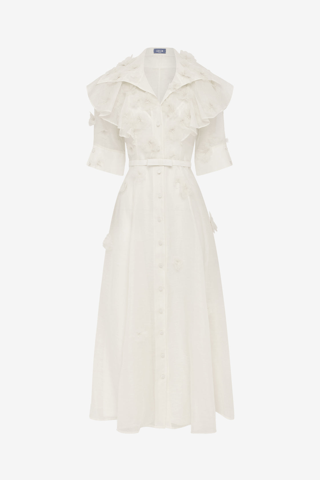 Exclusive LEO LIN Anya Petal Midi Dress - Snow