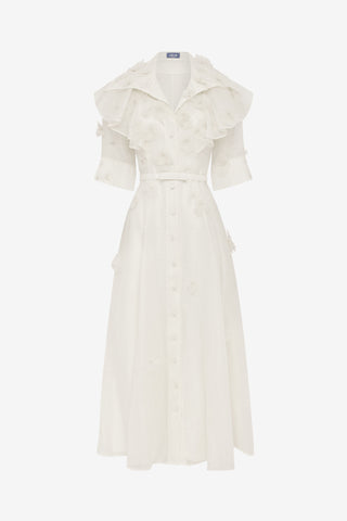 Exclusive LEO LIN Anya Petal Midi Dress - Snow