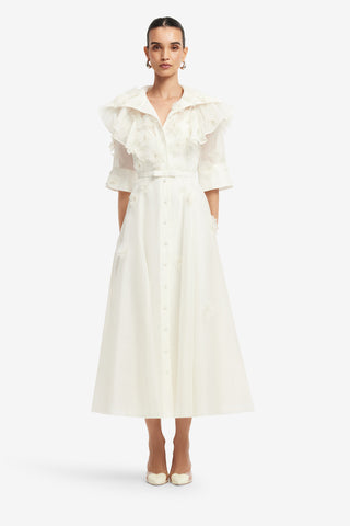 Exclusive LEO LIN Anya Petal Midi Dress - Snow