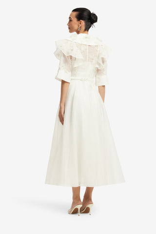 Exclusive LEO LIN Anya Petal Midi Dress - Snow