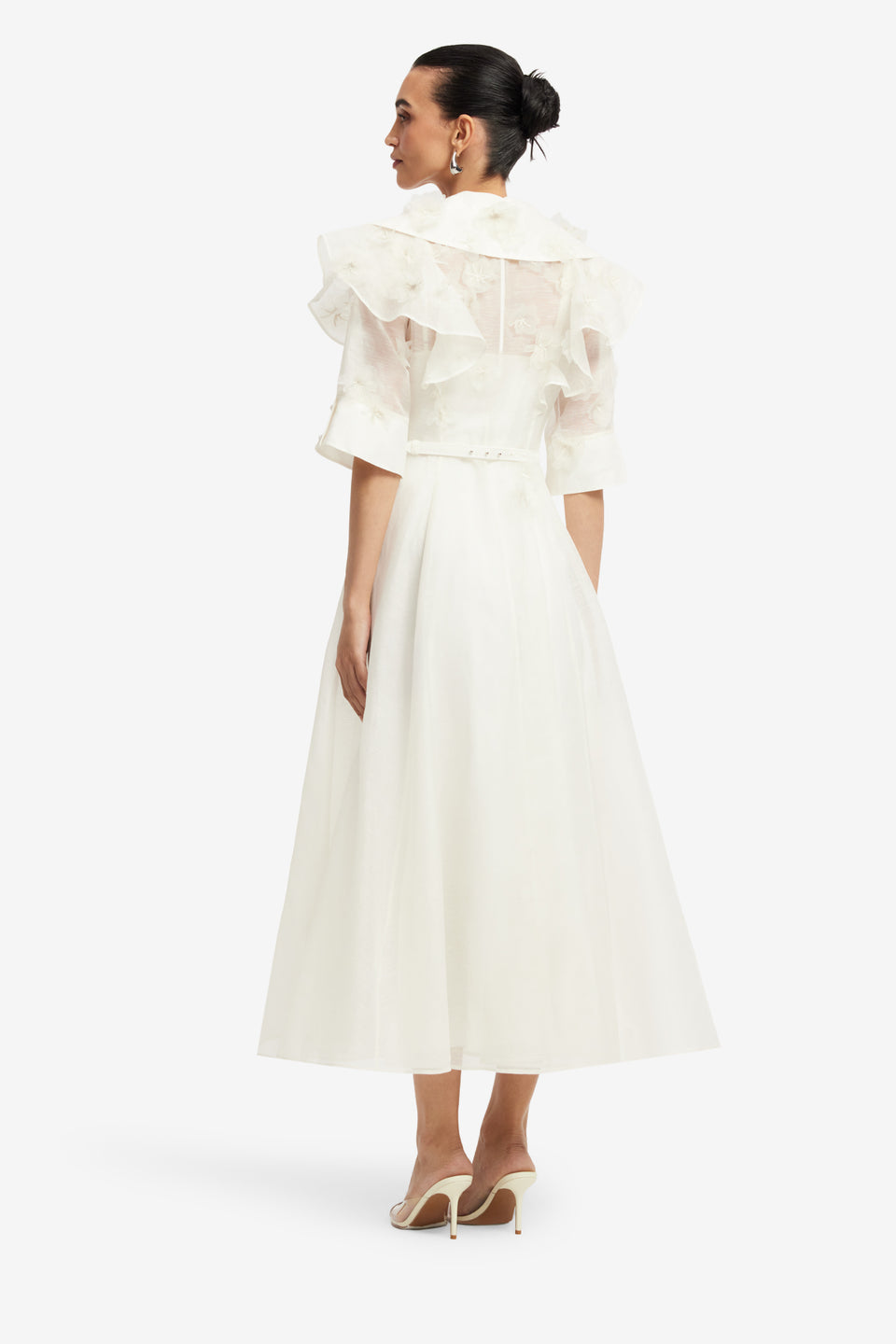 Exclusive LEO LIN Anya Petal Midi Dress - Snow
