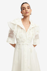 Anya Petal Midi Dress - Snow Dress Midi