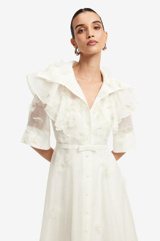 Exclusive LEO LIN Anya Petal Midi Dress - Snow