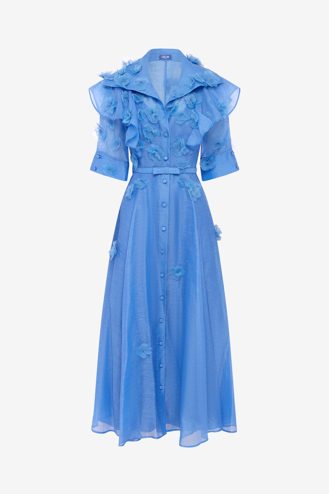 Exclusive LEO LIN Anya Petal Midi Dress - Azure