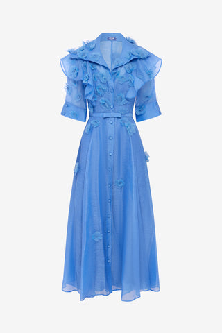 Exclusive LEO LIN Anya Petal Midi Dress - Azure