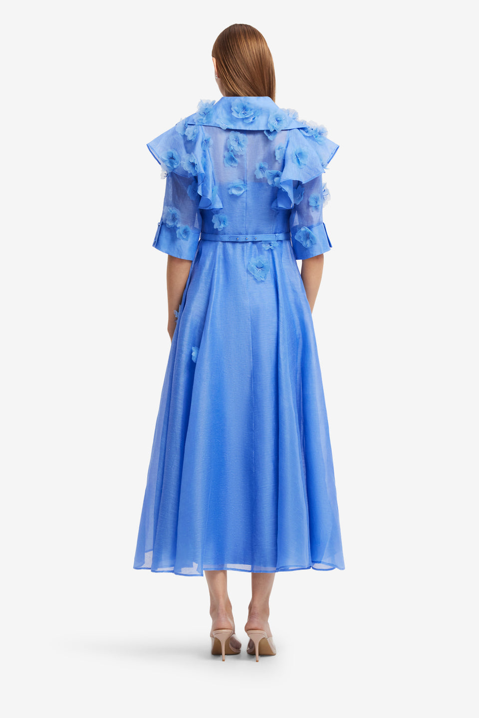 Exclusive LEO LIN Anya Petal Midi Dress - Azure