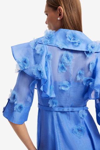 Exclusive LEO LIN Anya Petal Midi Dress - Azure