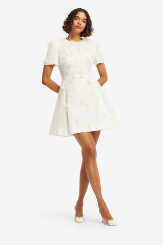 Exclusive LEO LIN Elyse Petal Short Sleeve Mini Dress - Snow