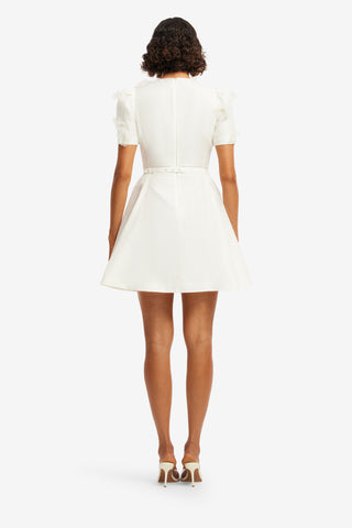 Exclusive LEO LIN Elyse Petal Short Sleeve Mini Dress - Snow