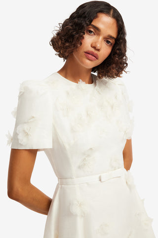 Exclusive LEO LIN Elyse Petal Short Sleeve Mini Dress - Snow