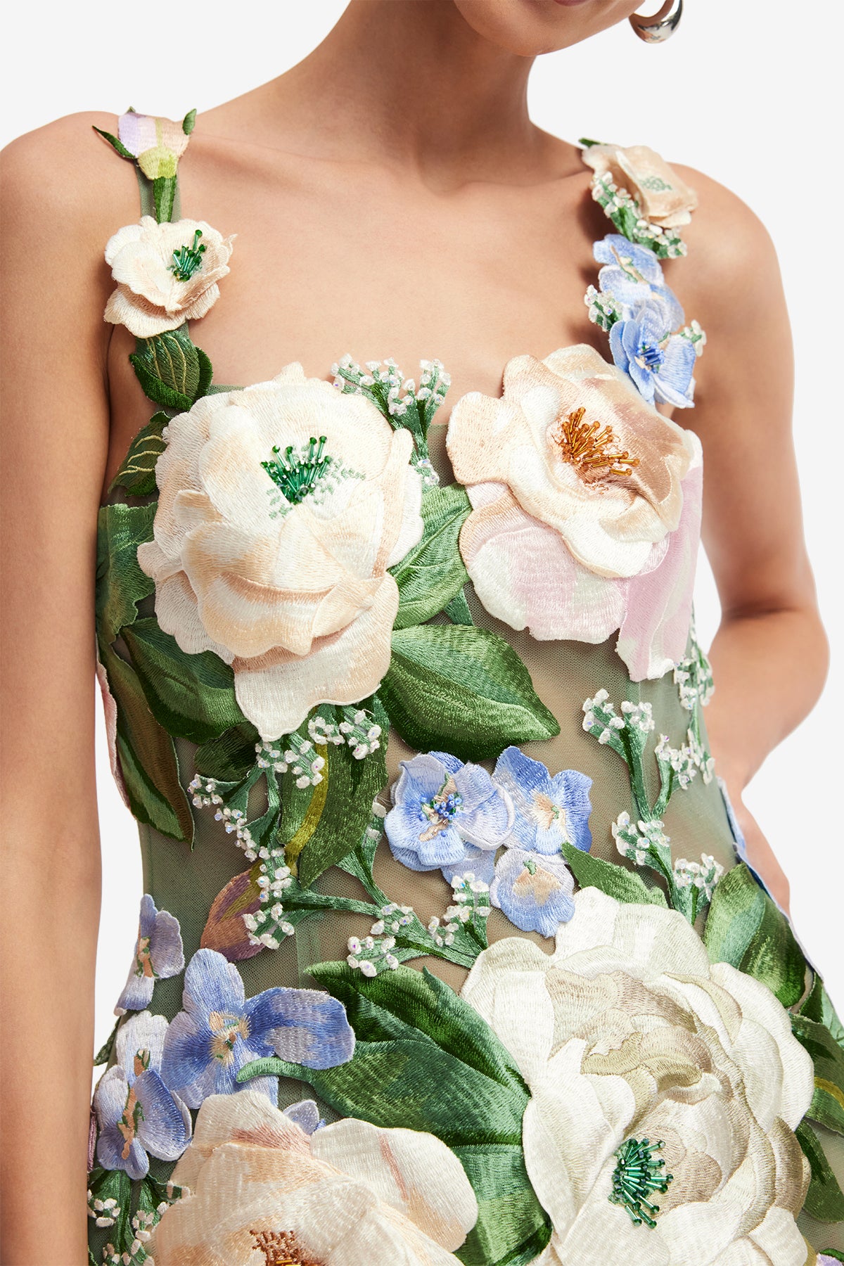 Beatrice Floral Hand-Embroidered Midi Dress - Blossom – LEO LIN