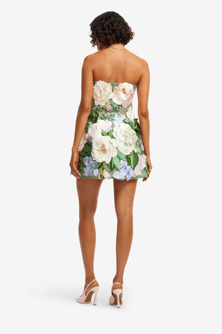 Roselle Floral Hand-Embroidered Bustier Mini Dress - Blossom Dress Mini