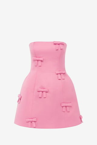 Exclusive LEO LIN Roselle Bow Mini Dress - Fuchsia