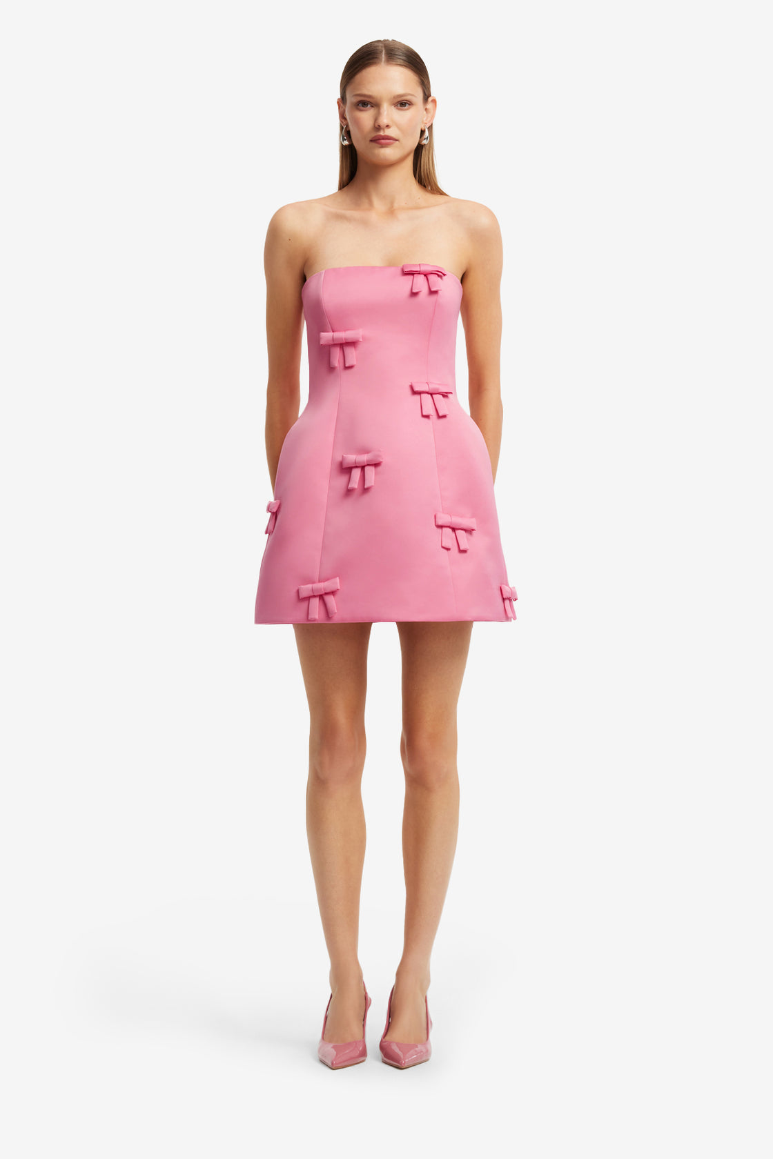 Exclusive LEO LIN Roselle Bow Mini Dress - Fuchsia