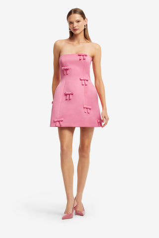 Exclusive LEO LIN Roselle Bow Mini Dress - Fuchsia