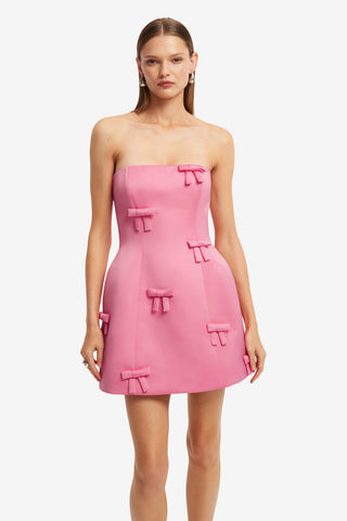 Exclusive LEO LIN Roselle Bow Mini Dress - Fuchsia