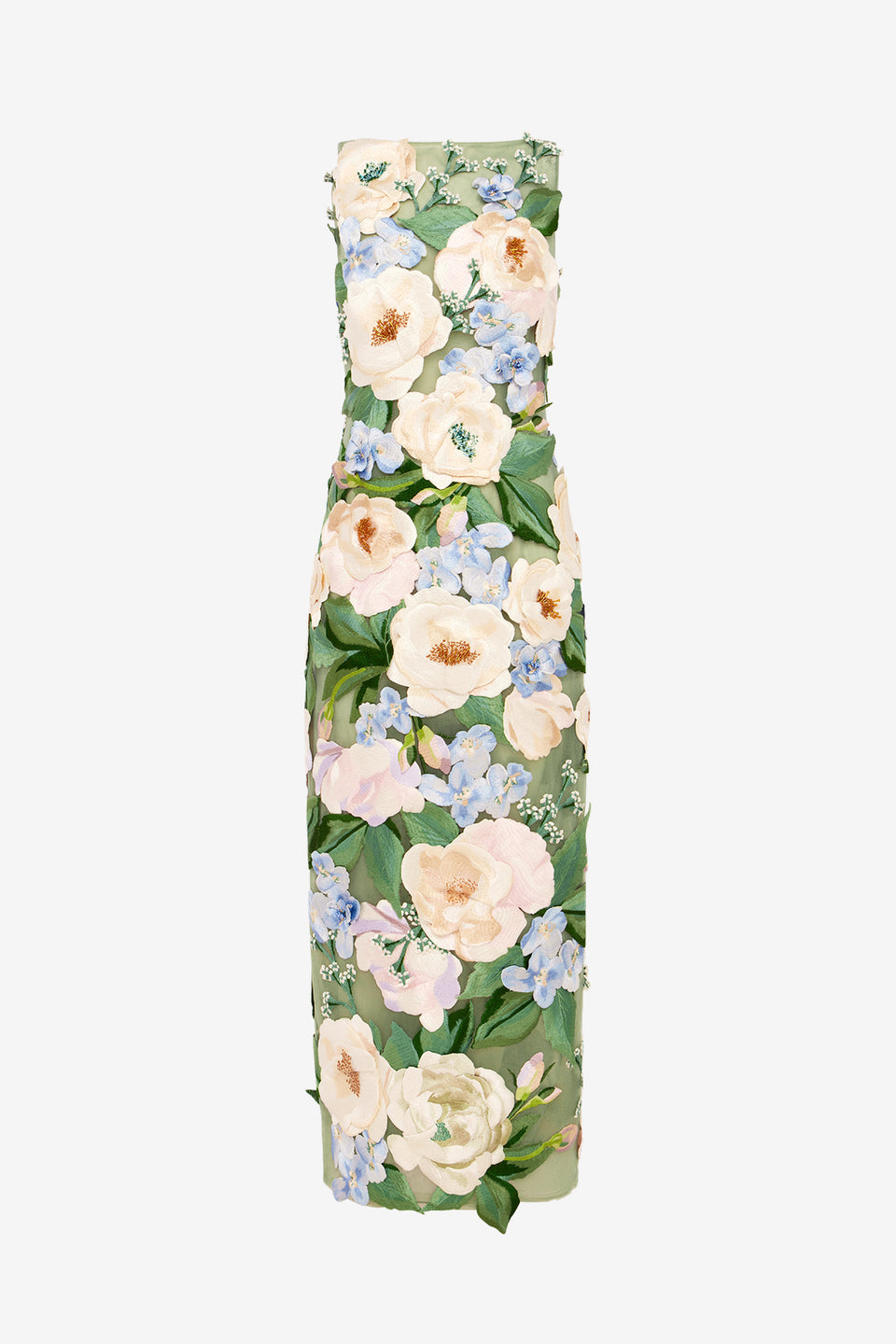 Exclusive LEO LIN Fleur Floral Hand-Embroidered Backless Maxi Dress - Blossom