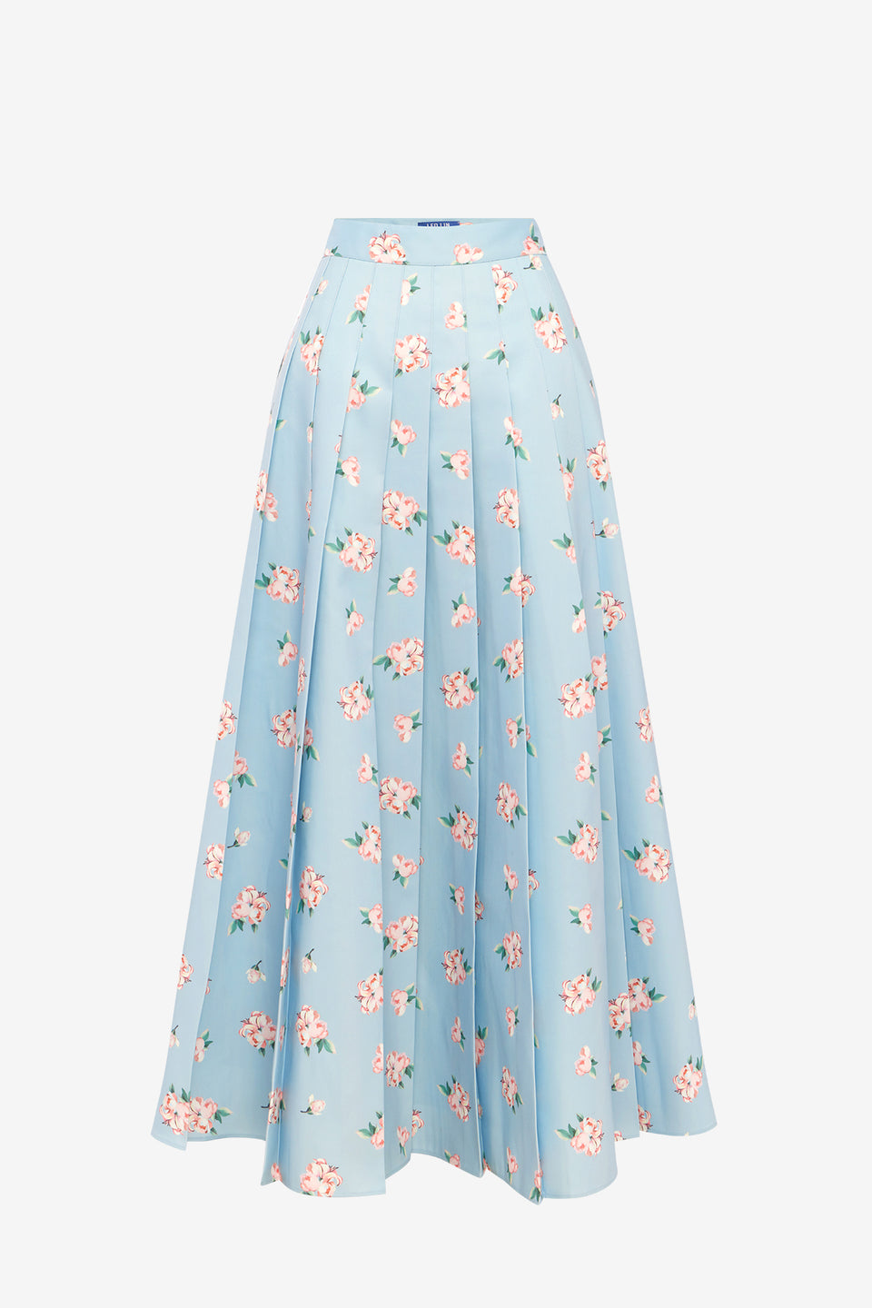 Exclusive LEO LIN June Pleated Maxi Skirt - Ditsy Floral Print in Blue