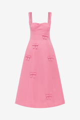 Beatrice Bow Midi Dress - Fuchsia Dress Midi