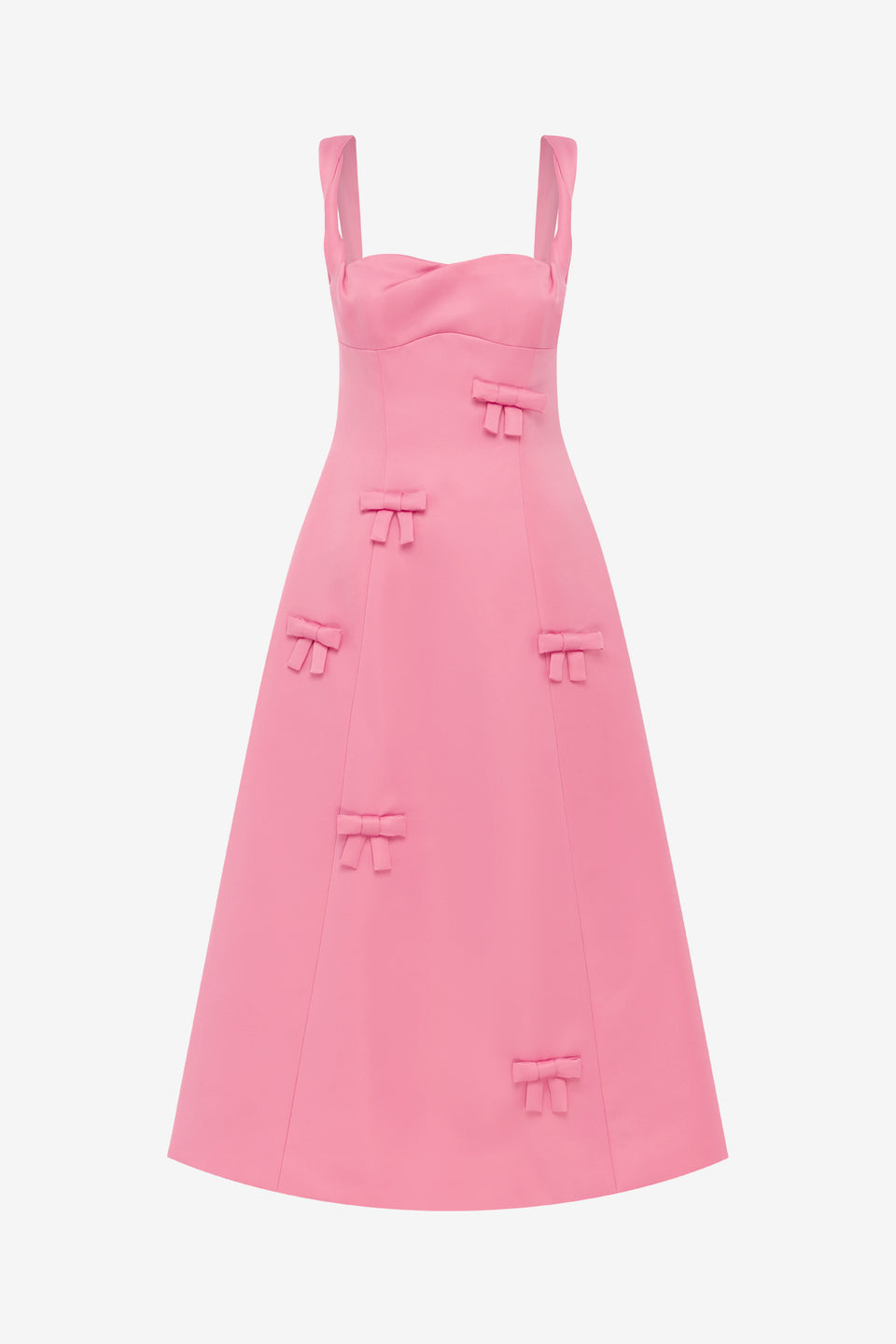 Exclusive LEO LIN Beatrice Bow Midi Dress - Fuchsia