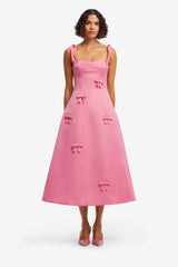 Beatrice Bow Midi Dress - Fuchsia Dress Midi