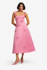 Beatrice Bow Midi Dress - Fuchsia Dress Midi