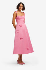 Beatrice Bow Midi Dress - Fuchsia Dress Midi