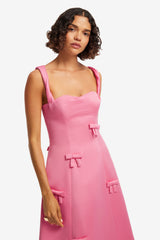 Beatrice Bow Midi Dress - Fuchsia Dress Midi