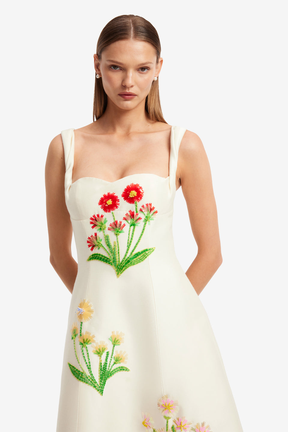 Exclusive LEO LIN Beatrice Embellished Wool Midi Dress - Wildflower