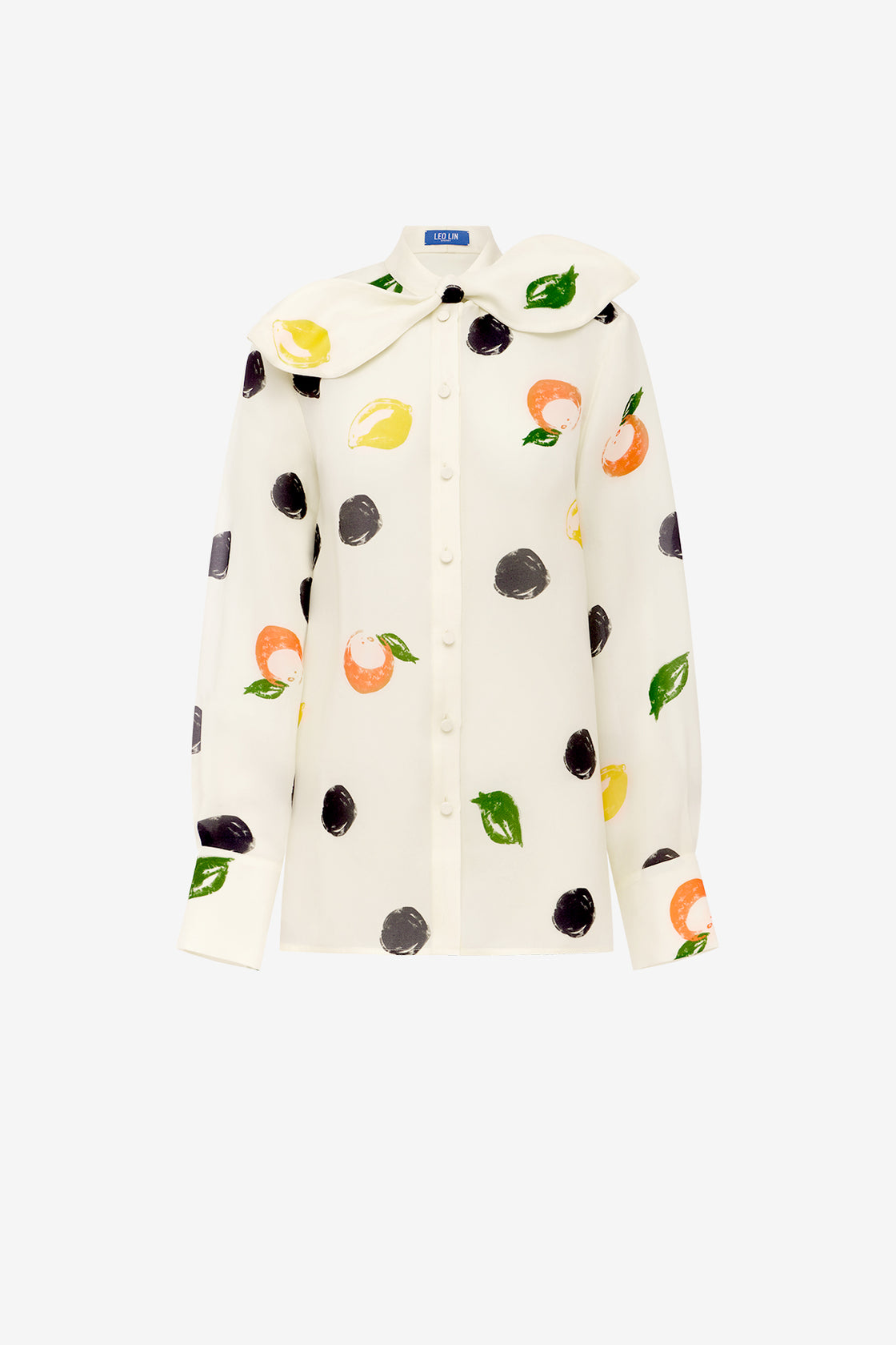 Exclusive LEO LIN Cora Bow Blouse - Citrus Spots