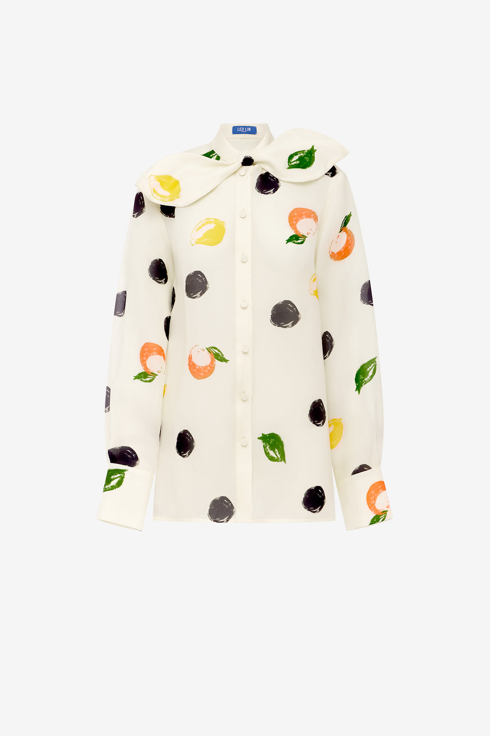 Exclusive LEO LIN Cora Bow Blouse - Citrus Spots
