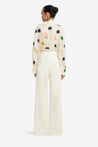 Exclusive LEO LIN Cora Bow Blouse - Citrus Spots