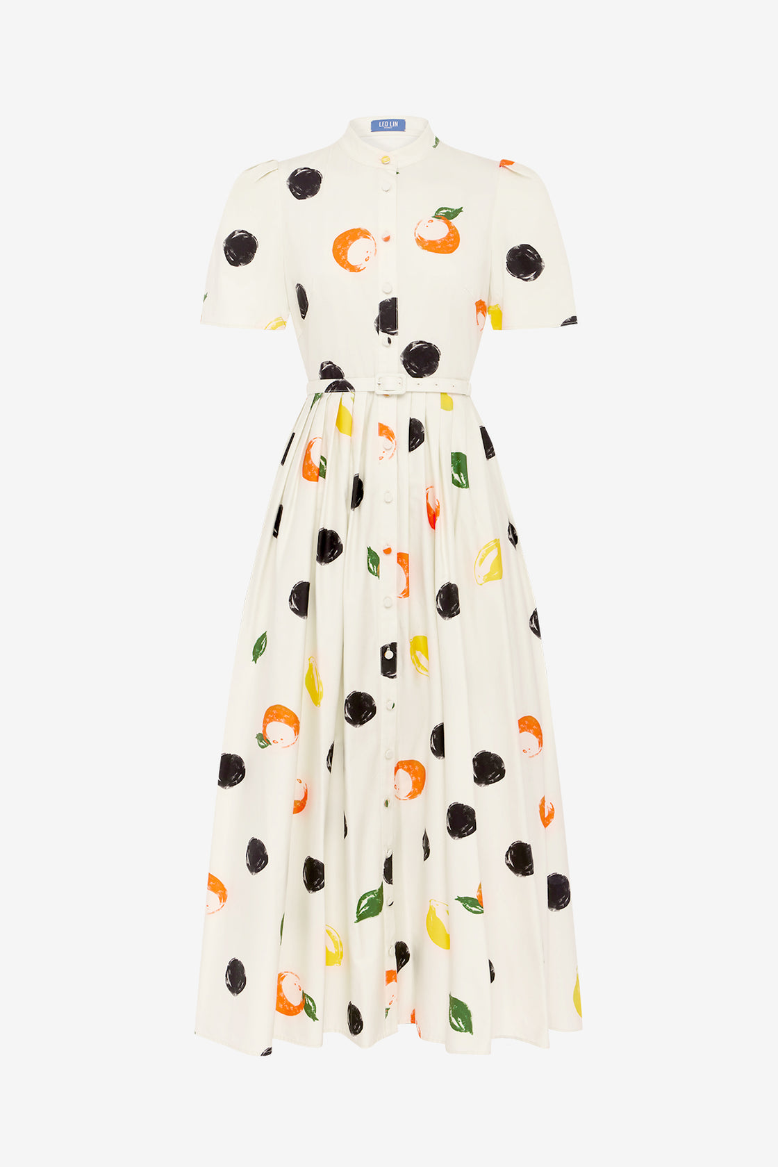 Exclusive LEO LIN Bianca Short Sleeve Midi Dress - Citrus Spots