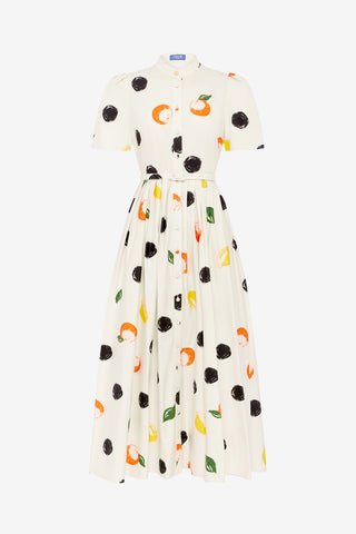 Exclusive LEO LIN Bianca Short Sleeve Midi Dress - Citrus Spots