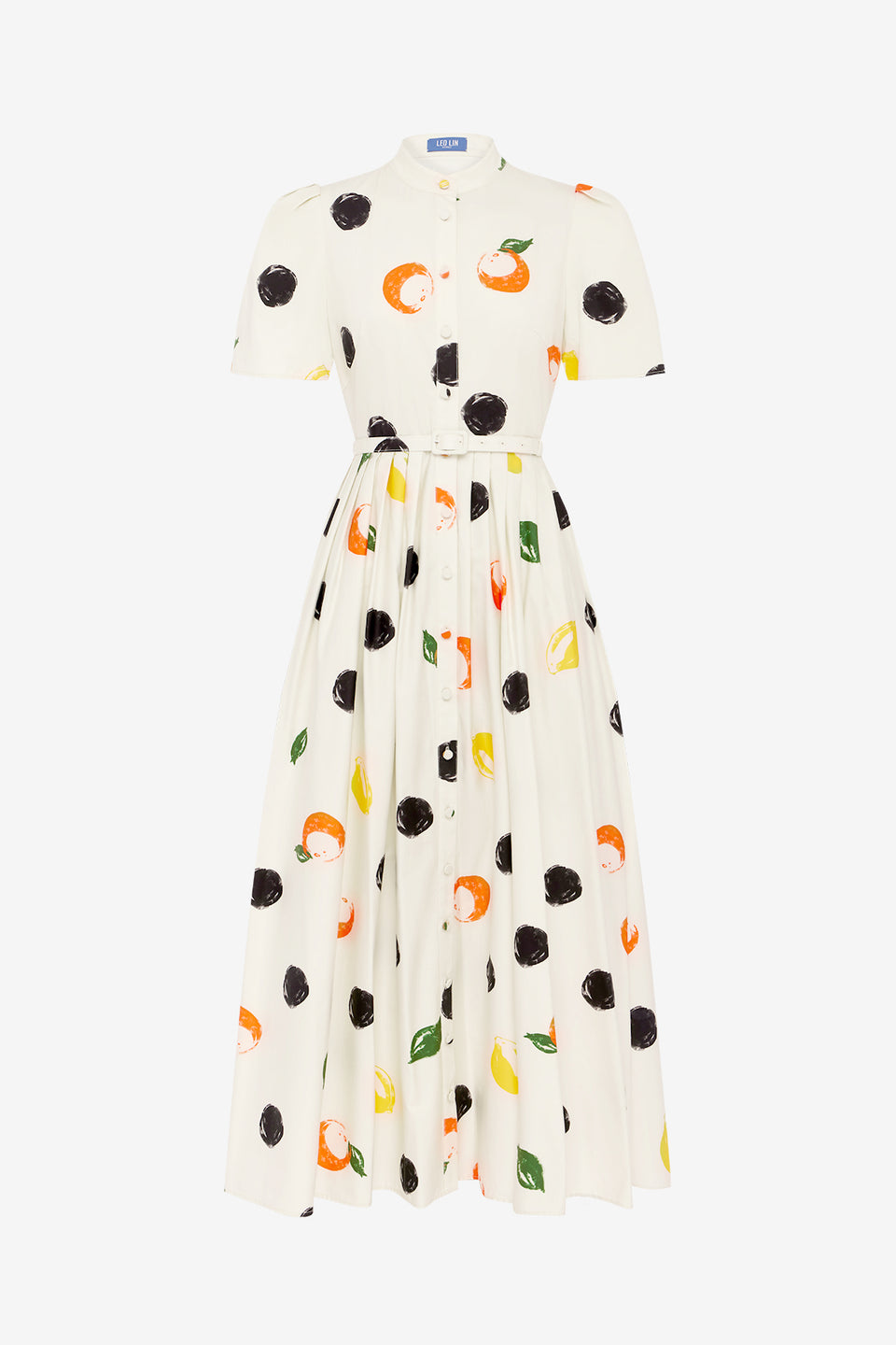 Exclusive LEO LIN Bianca Short Sleeve Midi Dress - Citrus Spots
