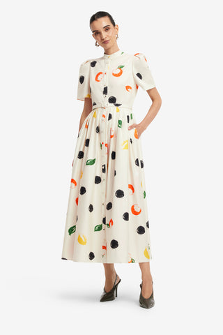 Exclusive LEO LIN Bianca Short Sleeve Midi Dress - Citrus Spots