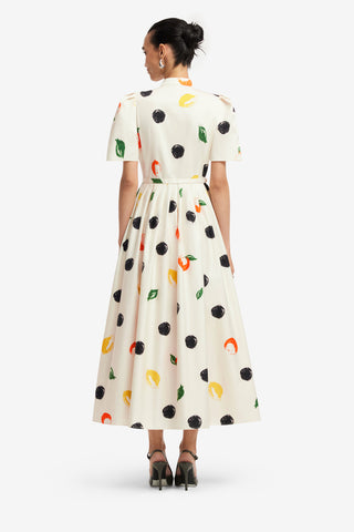 Exclusive LEO LIN Bianca Short Sleeve Midi Dress - Citrus Spots