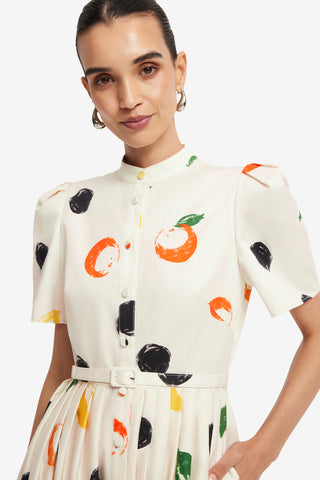 Exclusive LEO LIN Bianca Short Sleeve Midi Dress - Citrus Spots