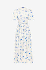 Bianca Short Sleeve Midi Dress - Ditsy Floral Print in Snow Dress Midi
