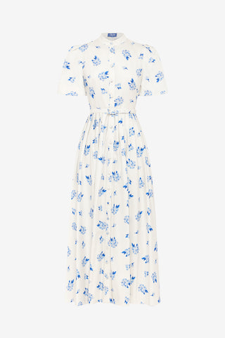 Exclusive LEO LIN Bianca Short Sleeve Midi Dress - Ditsy Floral Print in Snow