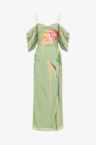 Angeline Maxi Dress - Tulip Print in Green Dress Maxi