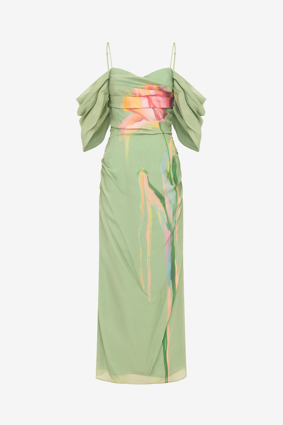 Exclusive LEO LIN Angeline Maxi Dress - Tulip Print in Green