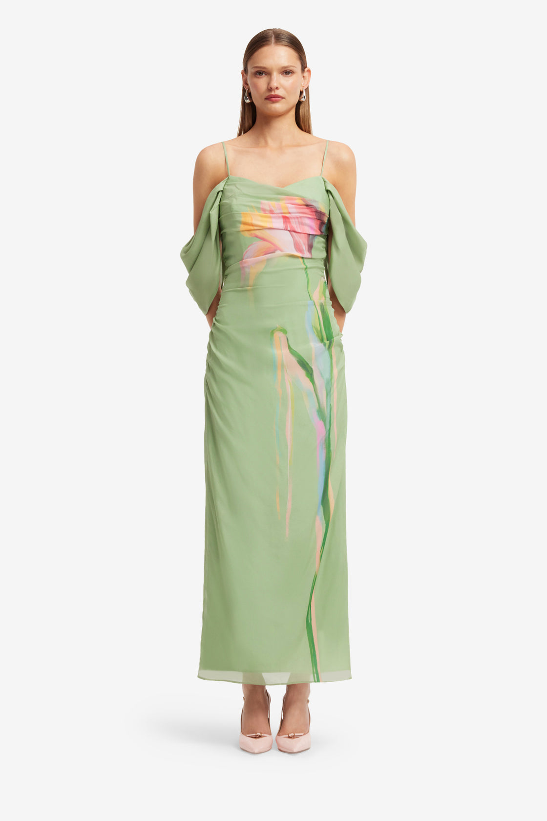 Angeline Maxi Dress - Tulip Print in Green Dress Maxi