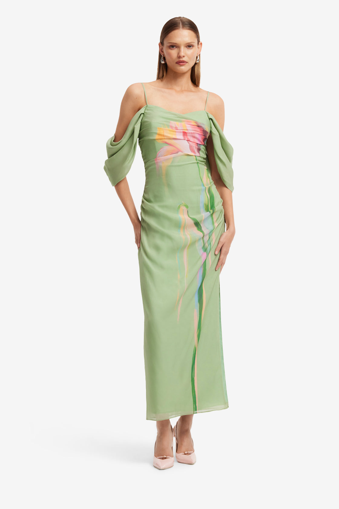 Angeline Maxi Dress - Tulip Print in Green Dress Maxi