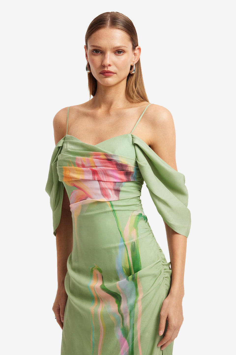 Exclusive LEO LIN Angeline Maxi Dress - Tulip Print in Green