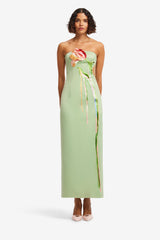 Marilyn Cutout Bustier Maxi Dress - Tulip Print in Green Dress Maxi